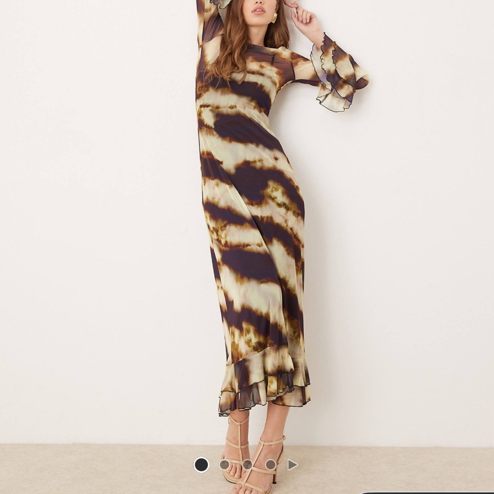 ASOS Brown and Cream Maxi Dress